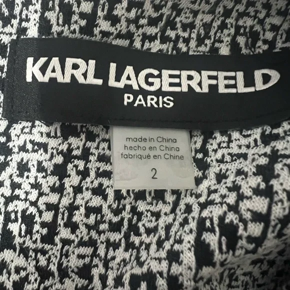 Karl Lagerfeld Monochrome Tweed Midi Dress Size 2 - Picture 7 of 7